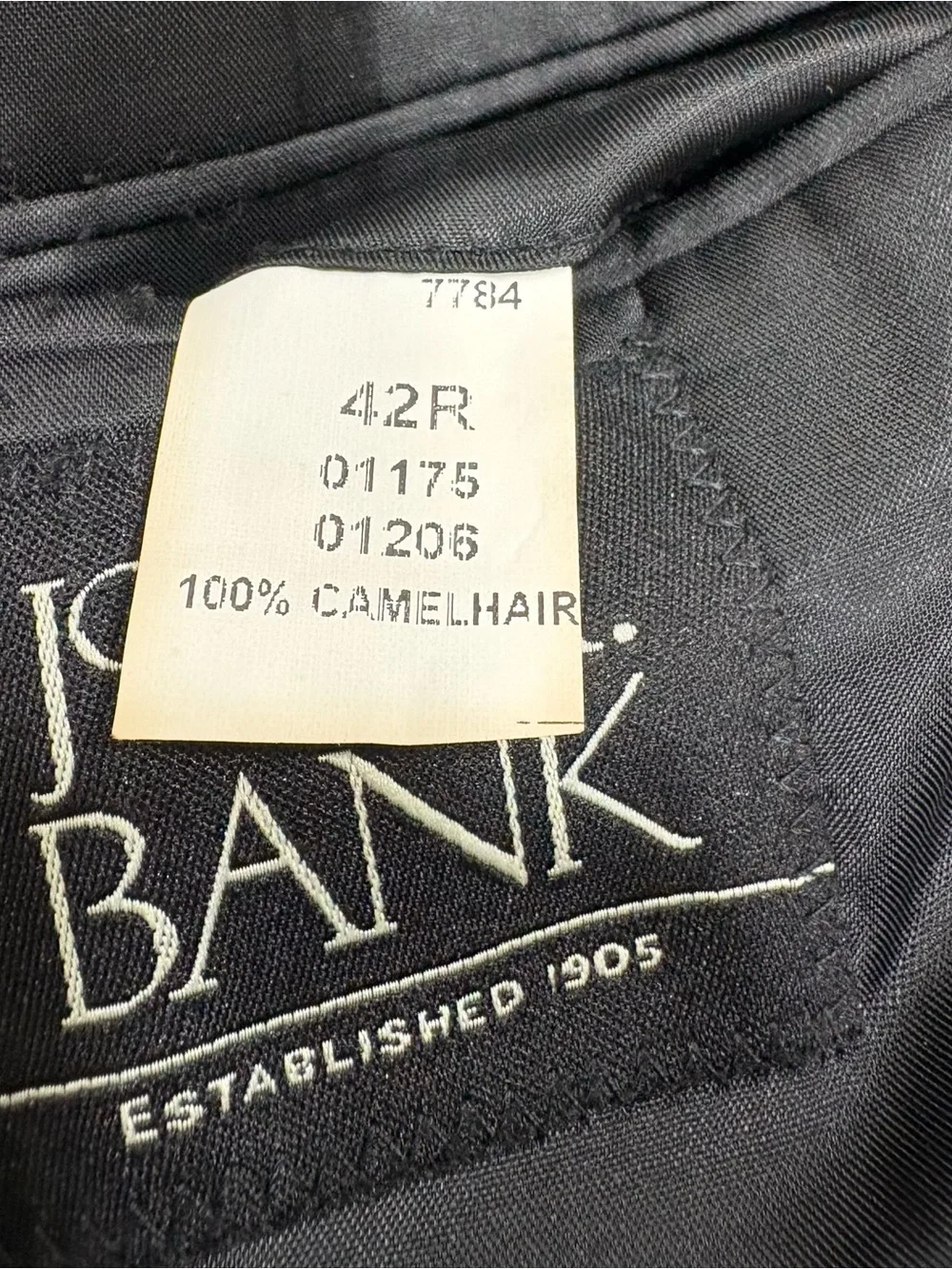 Jos. A. Bank Black 100% Camel Hair Blazer Sport Coat - Size 42R